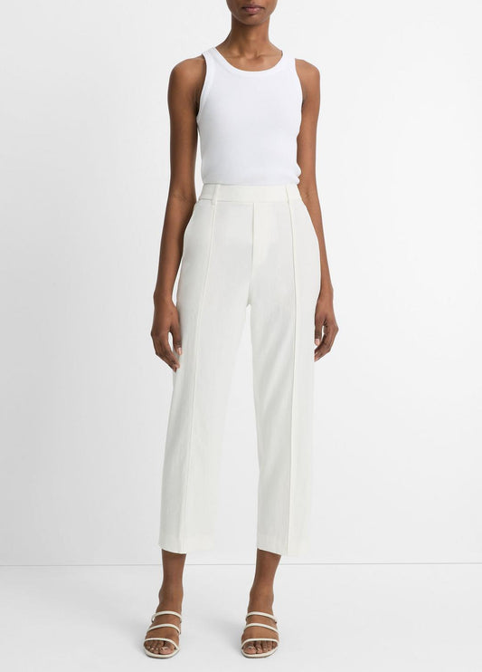 Grace Mid-Rise Linen-Blend Pull-On Pant in Trousers OFF WHITE | VINCE Women