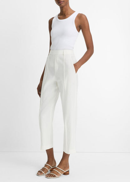 Grace Mid-Rise Linen-Blend Pull-On Pant in Trousers OFF WHITE | VINCE Women