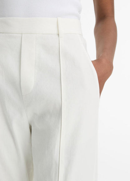 Grace Mid-Rise Linen-Blend Pull-On Pant in Trousers OFF WHITE | VINCE Women