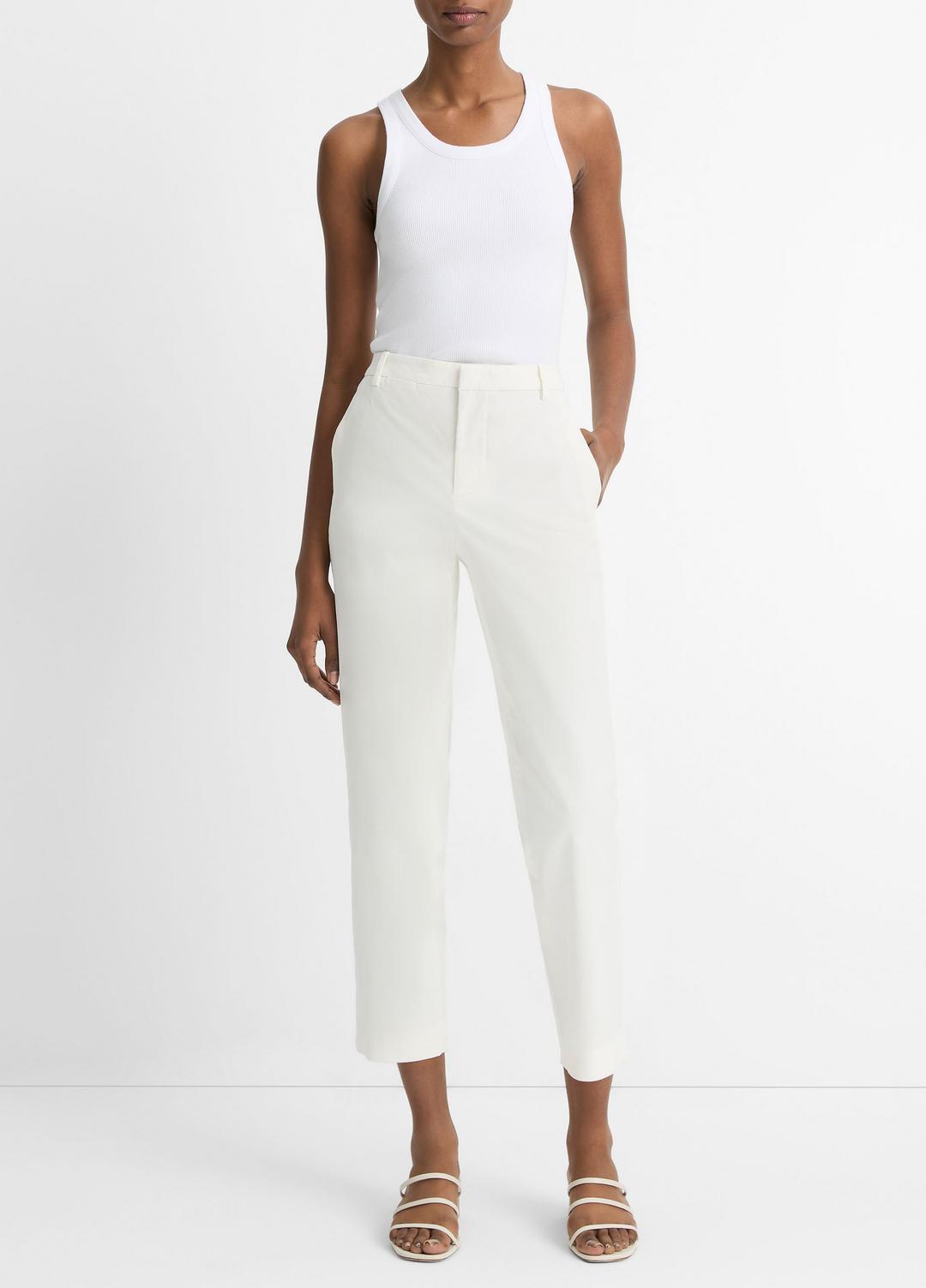 Avery Mid-Rise Italian Stretch-Cotton Chino Pant in Trousers OFF WHITE | VINCE Women