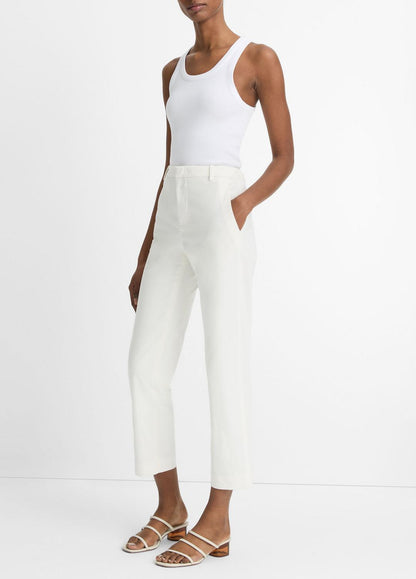 Avery Mid-Rise Italian Stretch-Cotton Chino Pant in Trousers OFF WHITE | VINCE Women