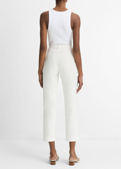 Avery Mid-Rise Italian Stretch-Cotton Chino Pant in Trousers OFF WHITE | VINCE Women