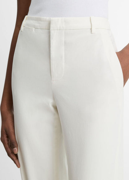 Avery Mid-Rise Italian Stretch-Cotton Chino Pant in Trousers OFF WHITE | VINCE Women