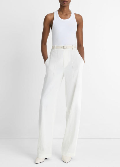 Linen-Blend High-Rise Pull-On Pant in Trousers OFF WHITE | VINCE Women