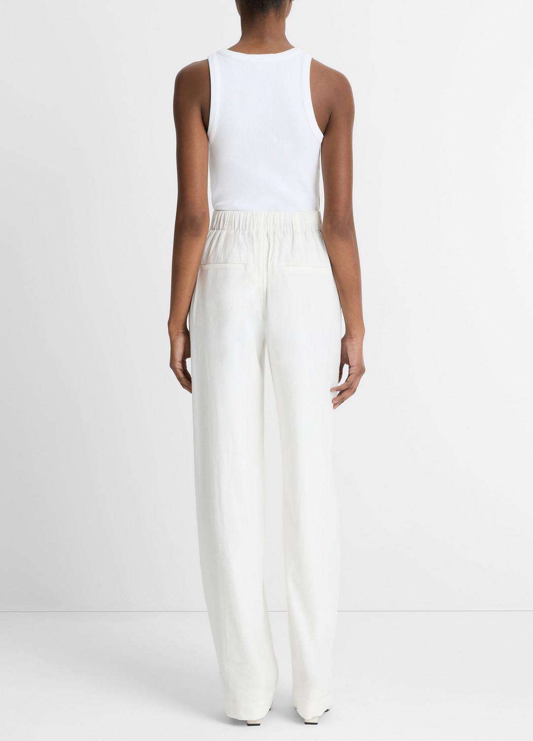 Linen-Blend High-Rise Pull-On Pant in Trousers OFF WHITE | VINCE Women