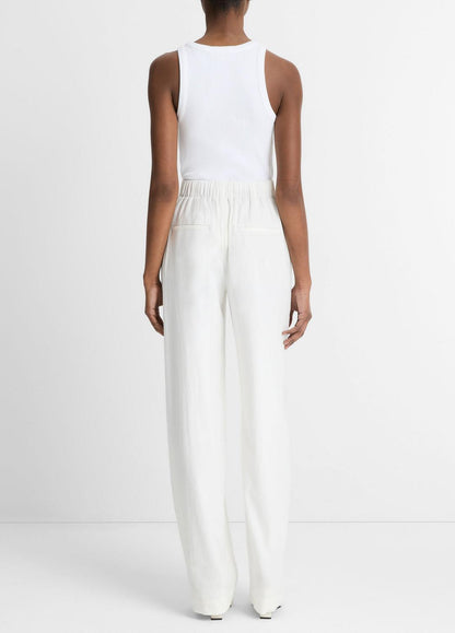 Linen-Blend High-Rise Pull-On Pant in Trousers OFF WHITE | VINCE Women