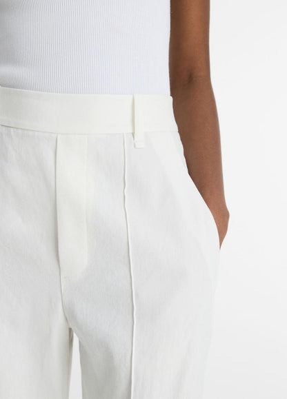 Linen-Blend High-Rise Pull-On Pant in Trousers OFF WHITE | VINCE Women