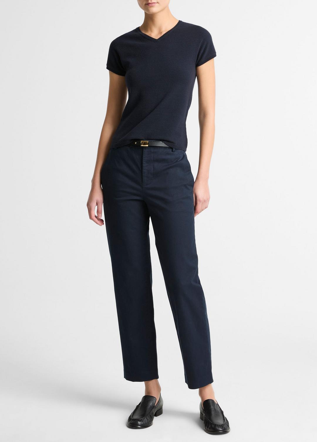 Avery Mid-Rise Italian Stretch-Cotton Chino Pant in Trousers COASTAL BLUE | VINCE Women