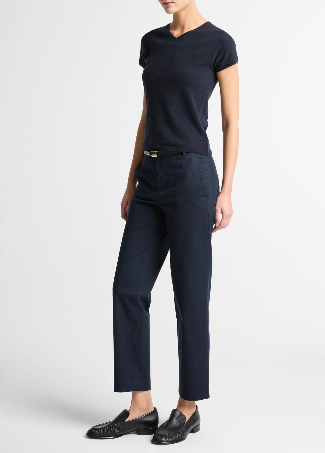 Avery Mid-Rise Italian Stretch-Cotton Chino Pant in Trousers COASTAL BLUE | VINCE Women