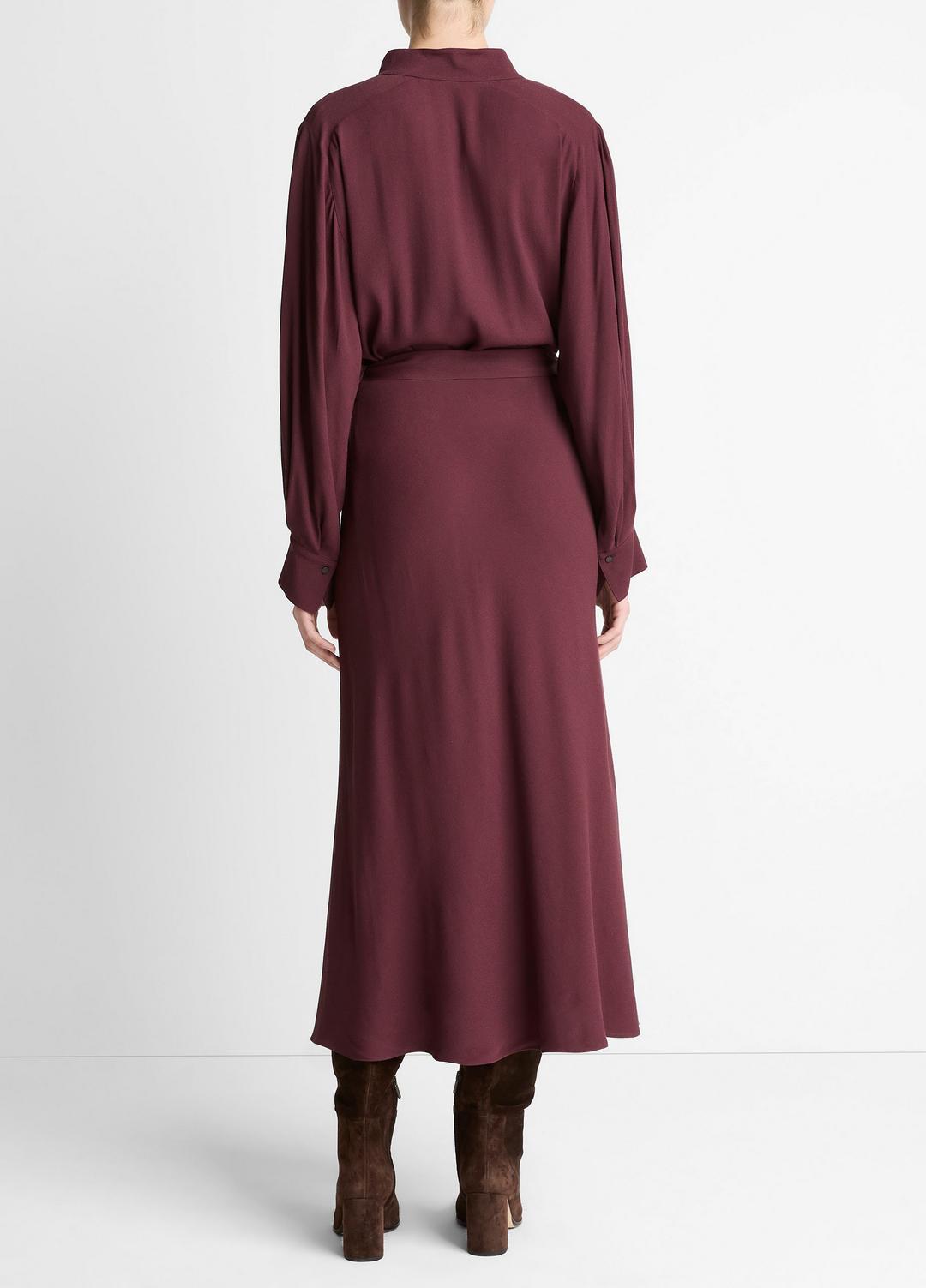 Crepe Collar-Stand Shirt Dress in Dresses OXBLOOD | VINCE Women