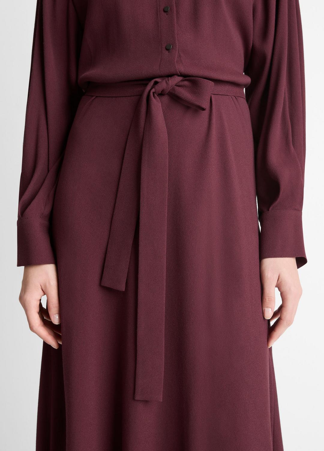 Crepe Collar-Stand Shirt Dress in Dresses OXBLOOD | VINCE Women