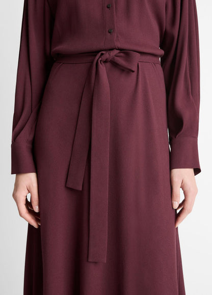 Crepe Collar-Stand Shirt Dress in Dresses OXBLOOD | VINCE Women