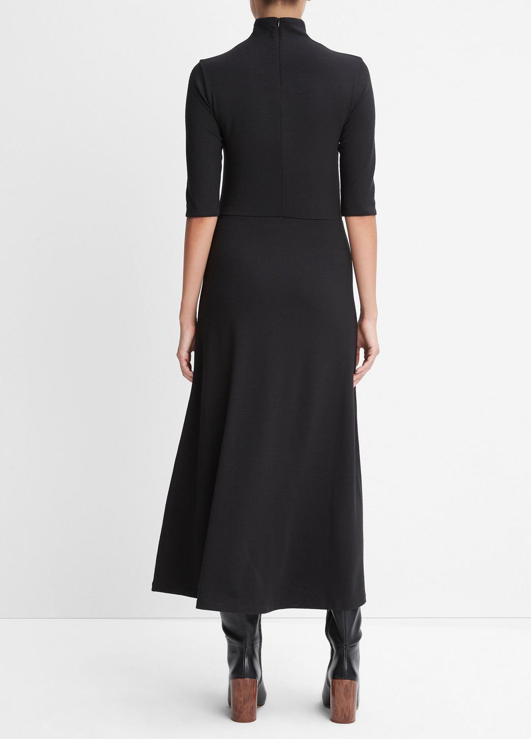 Elbow-Sleeve Turtleneck Dress in Dresses BLACK | VINCE Women