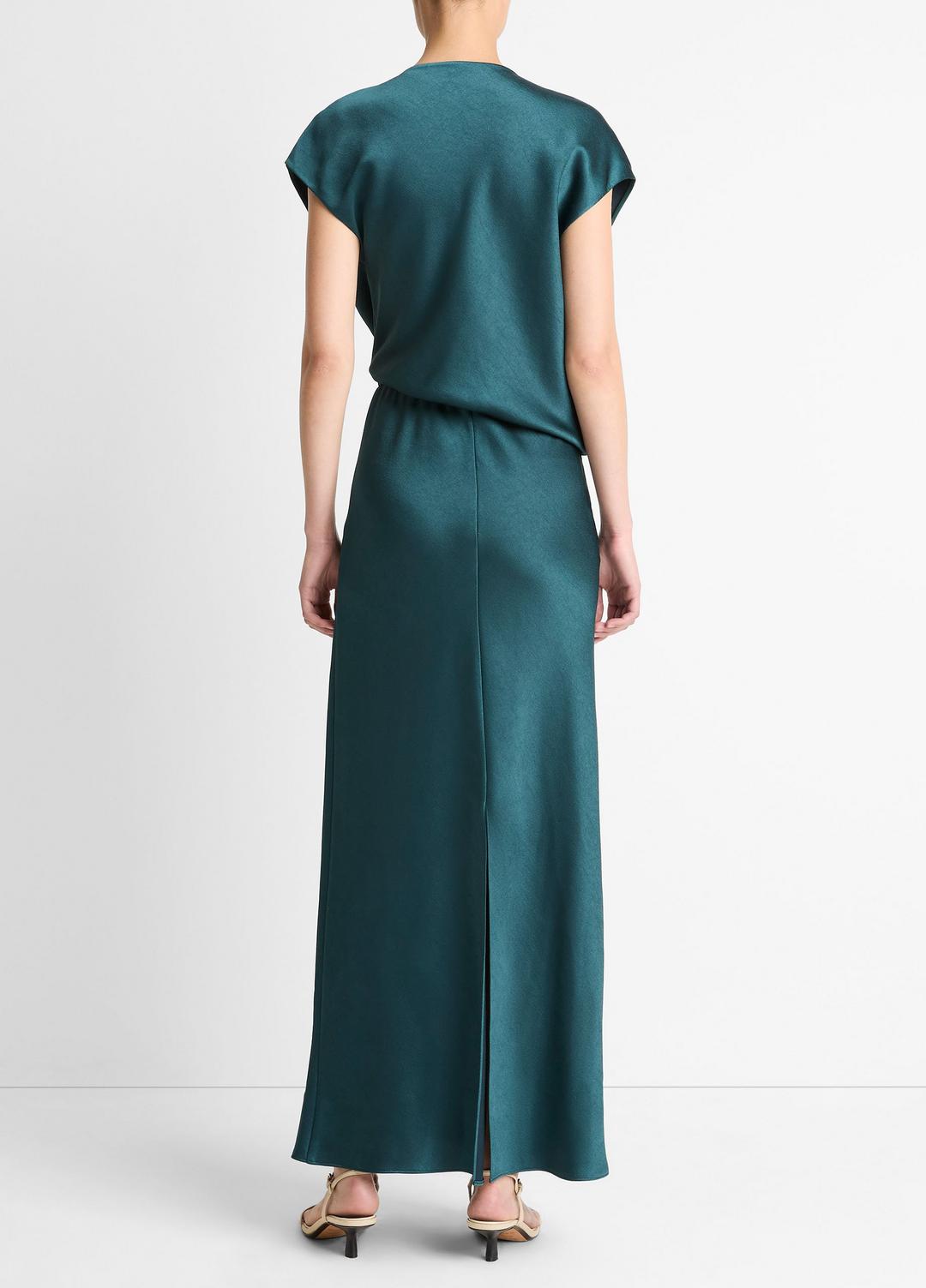 Draped Satin Cowl-Neck Dress in Dresses JUNIPER | VINCE Women