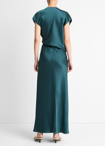 Draped Satin Cowl-Neck Dress in Dresses JUNIPER | VINCE Women