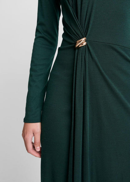 Cinched-Waist Wool-Blend Long-Sleeve Dress in Dresses JUNIPER | VINCE Women