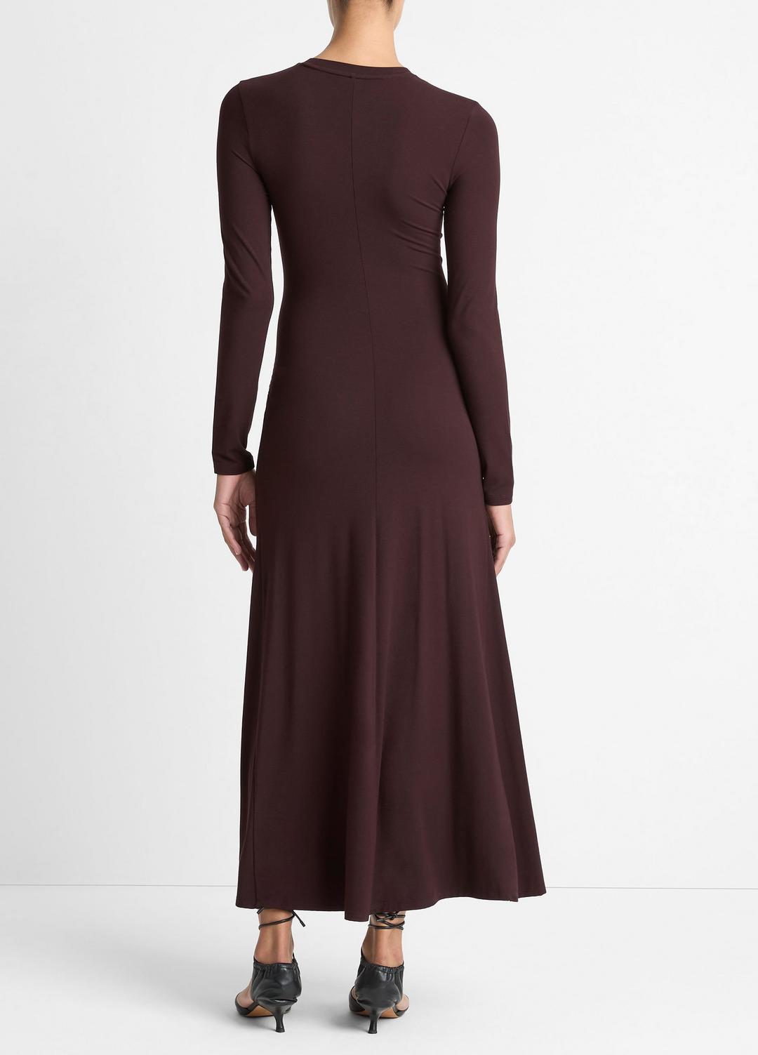 Ruched-Seam Long-Sleeve Dress in Dresses DARK FIG | VINCE Women