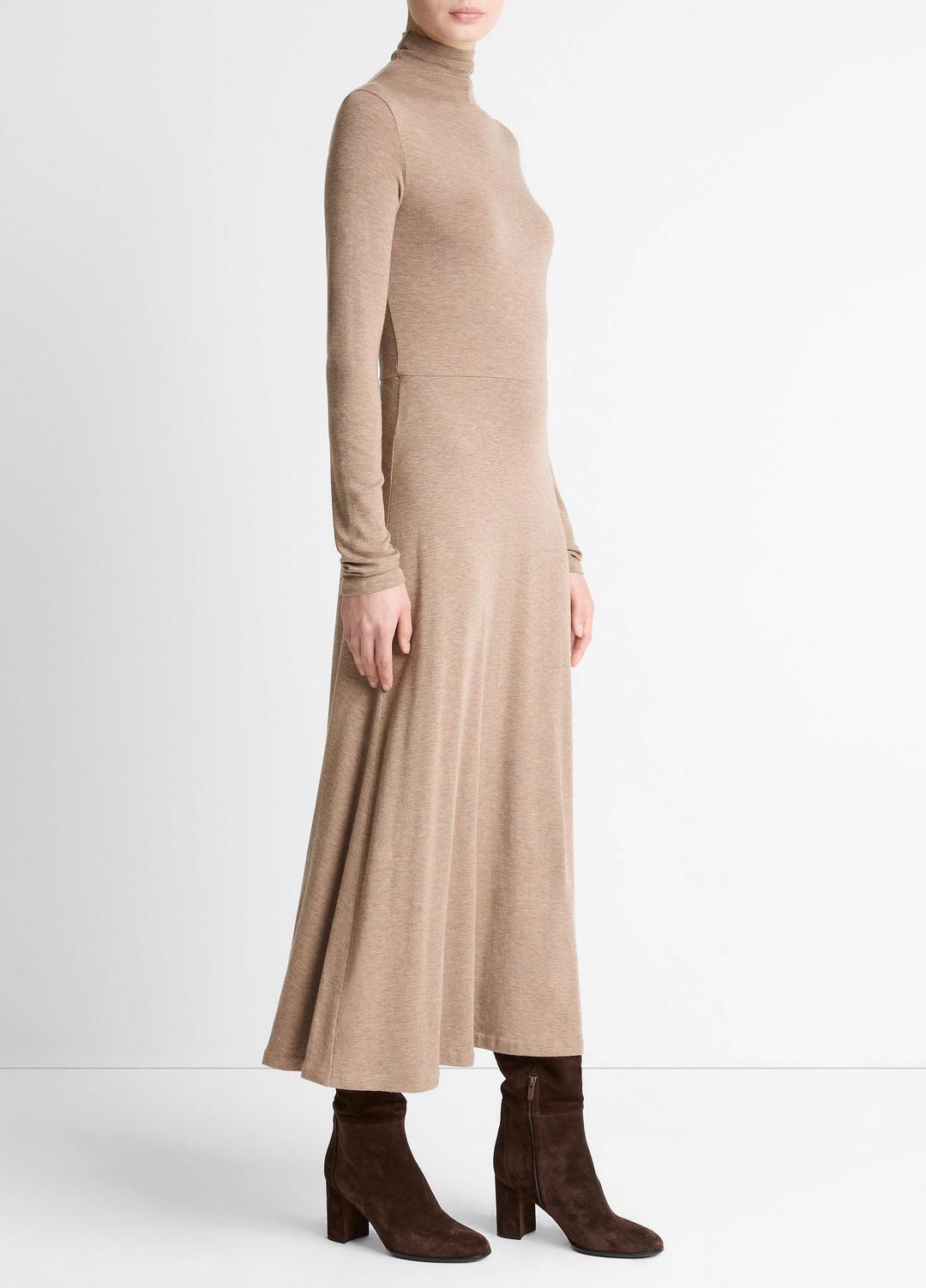 Cozy Jersey Funnel-Neck Long-Sleeve Dress in Dresses HEATHER DOE | VINCE Women