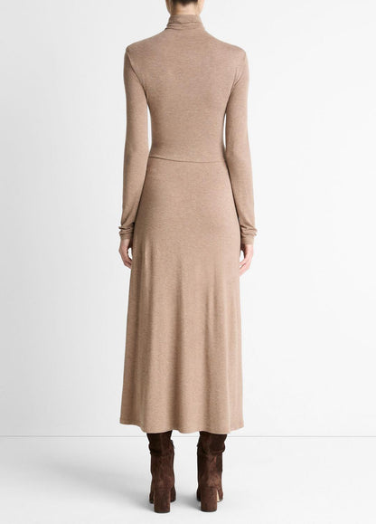 Cozy Jersey Funnel-Neck Long-Sleeve Dress in Dresses HEATHER DOE | VINCE Women