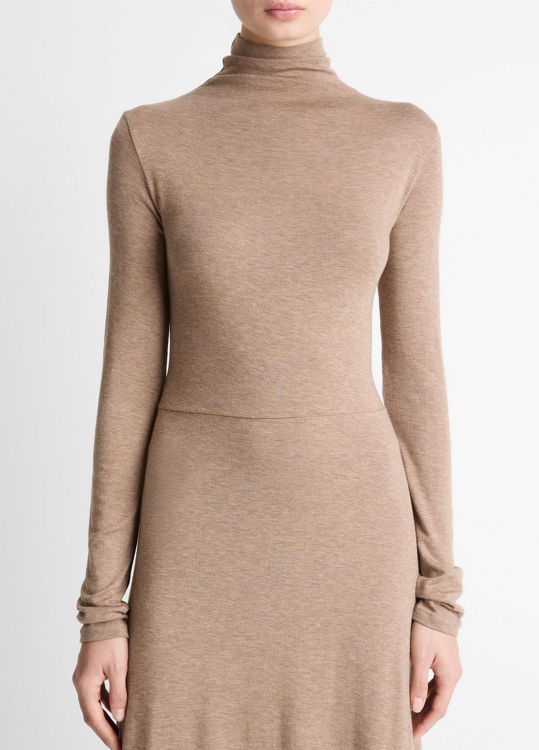 Cozy Jersey Funnel-Neck Long-Sleeve Dress in Dresses HEATHER DOE | VINCE Women