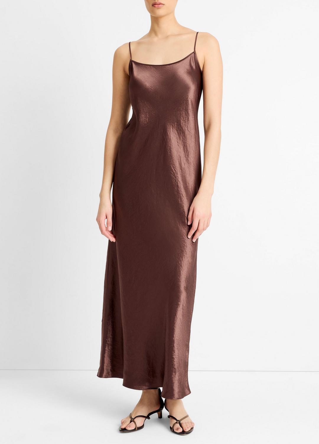 Satin Bias Maxi Slip Dress in Dresses CHOCOLATE | VINCE Women