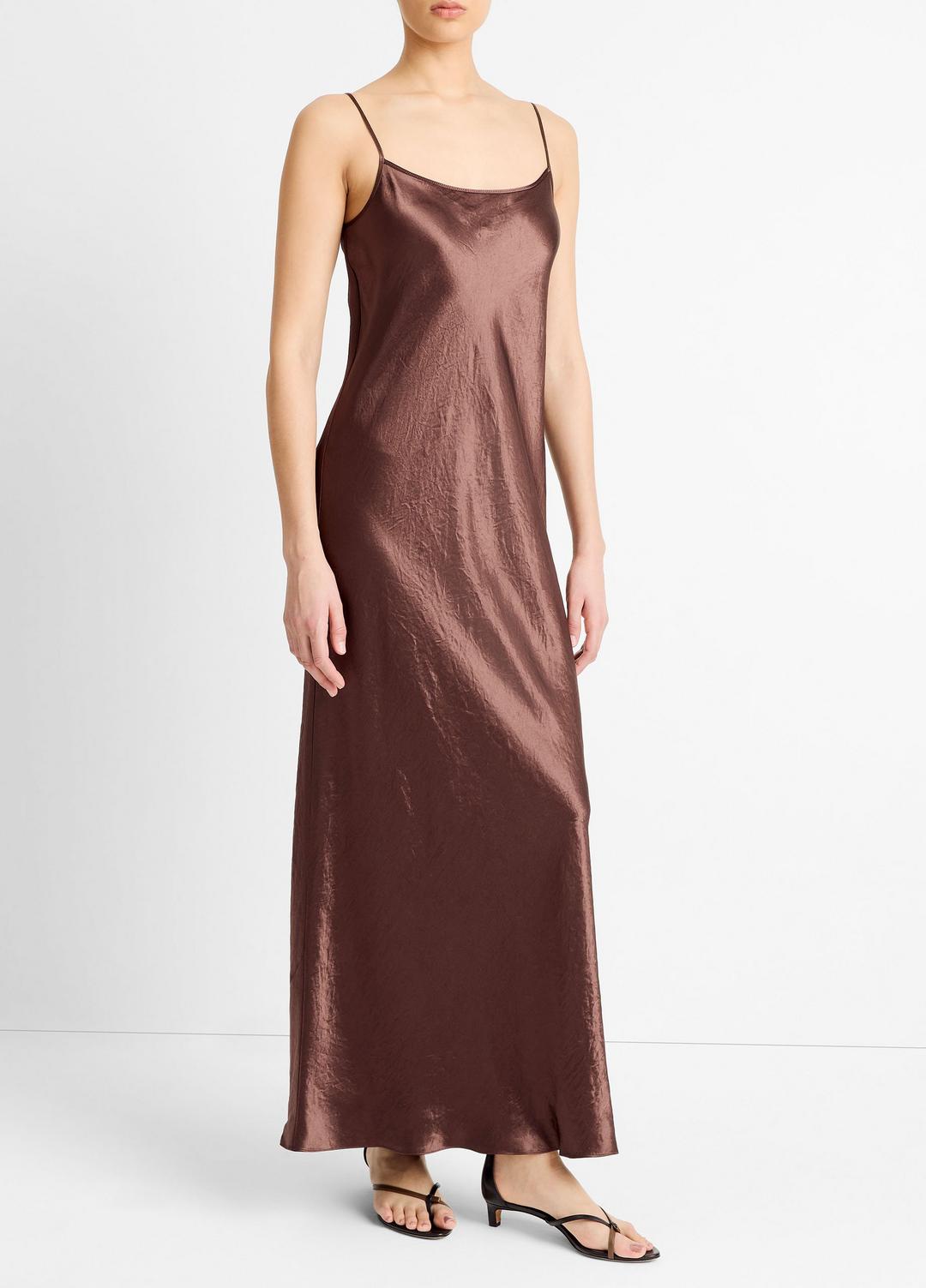 Satin Bias Maxi Slip Dress in Dresses CHOCOLATE | VINCE Women