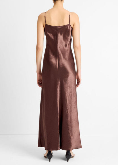 Satin Bias Maxi Slip Dress in Dresses CHOCOLATE | VINCE Women