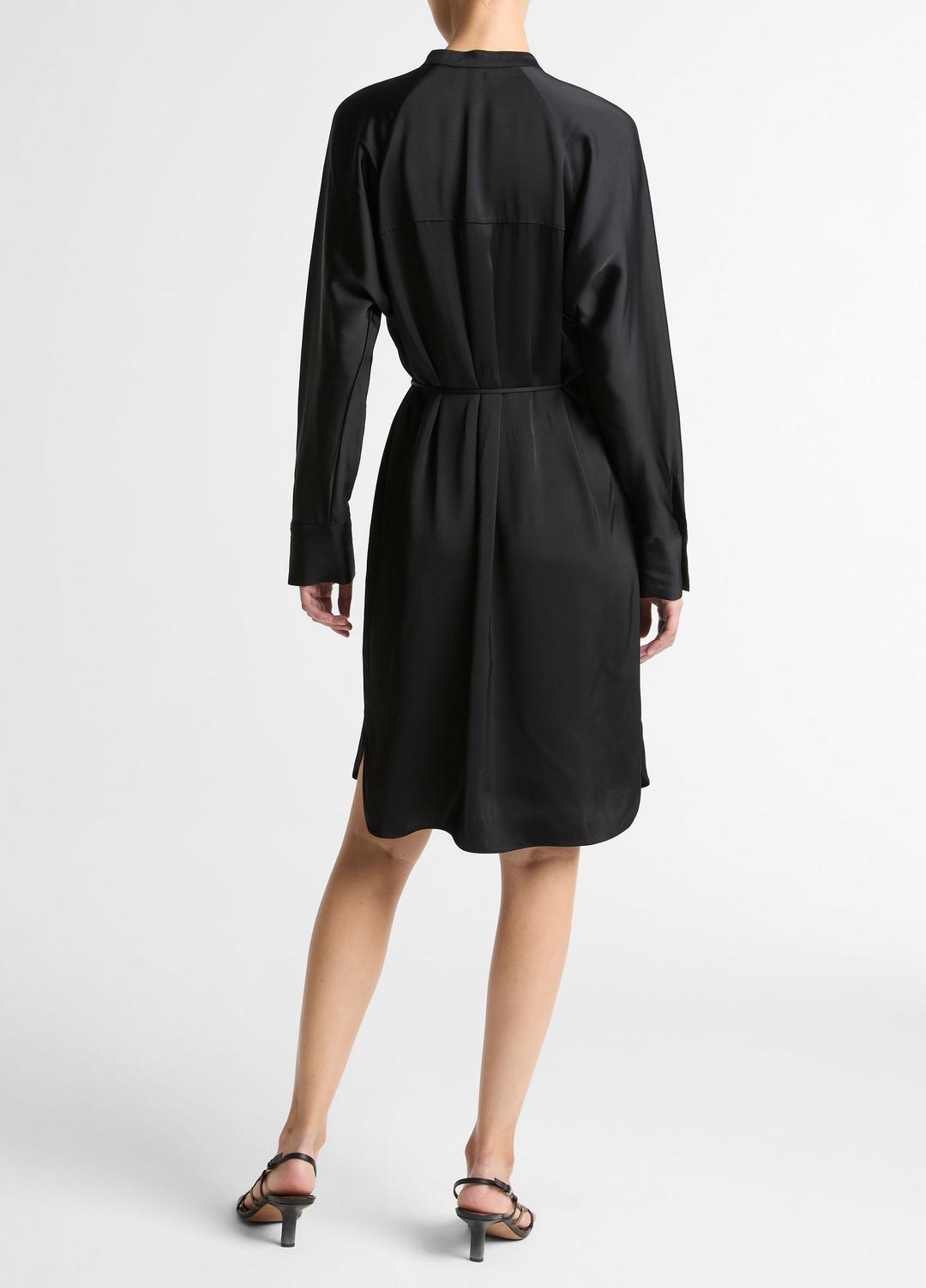 Matte Satin Band-Collar Dress in Dresses BLACK | VINCE Women