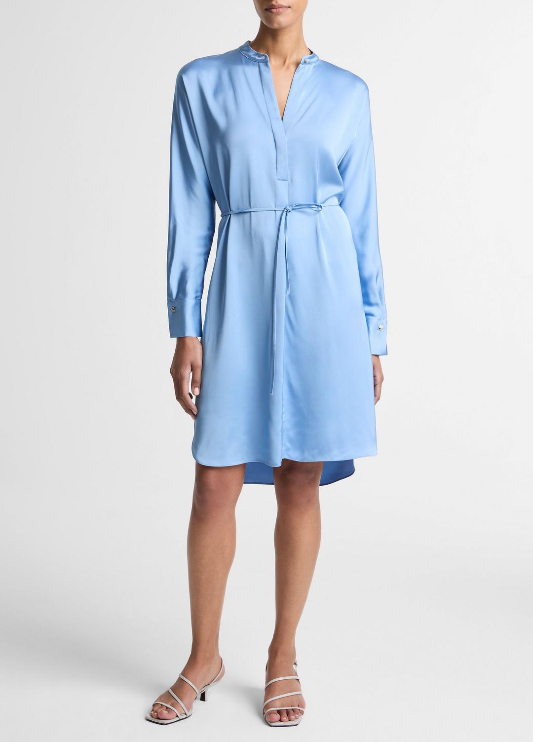 Matte Satin Band-Collar Dress in Dresses HYDRA | VINCE Women