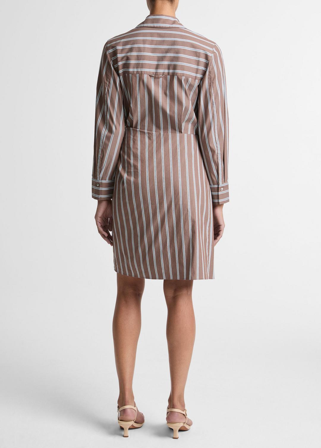 Striped Cotton-Blend Wrap Dress in Dresses BROWN MULTI | VINCE Women