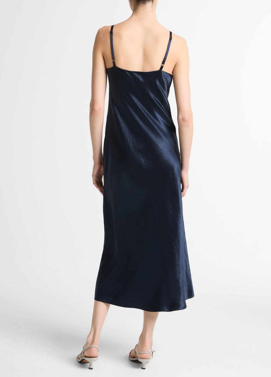 Satin V-Neck Slip Dress in Dresses COASTAL BLUE | VINCE Women
