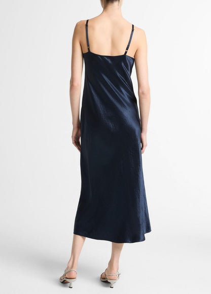 Satin V-Neck Slip Dress in Dresses COASTAL BLUE | VINCE Women