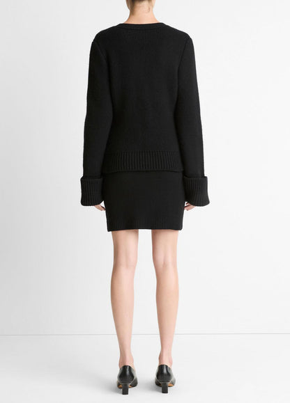 Double-Face Wool & Cashmere-Blend Mini Skirt in Skirts BLACK | VINCE Women