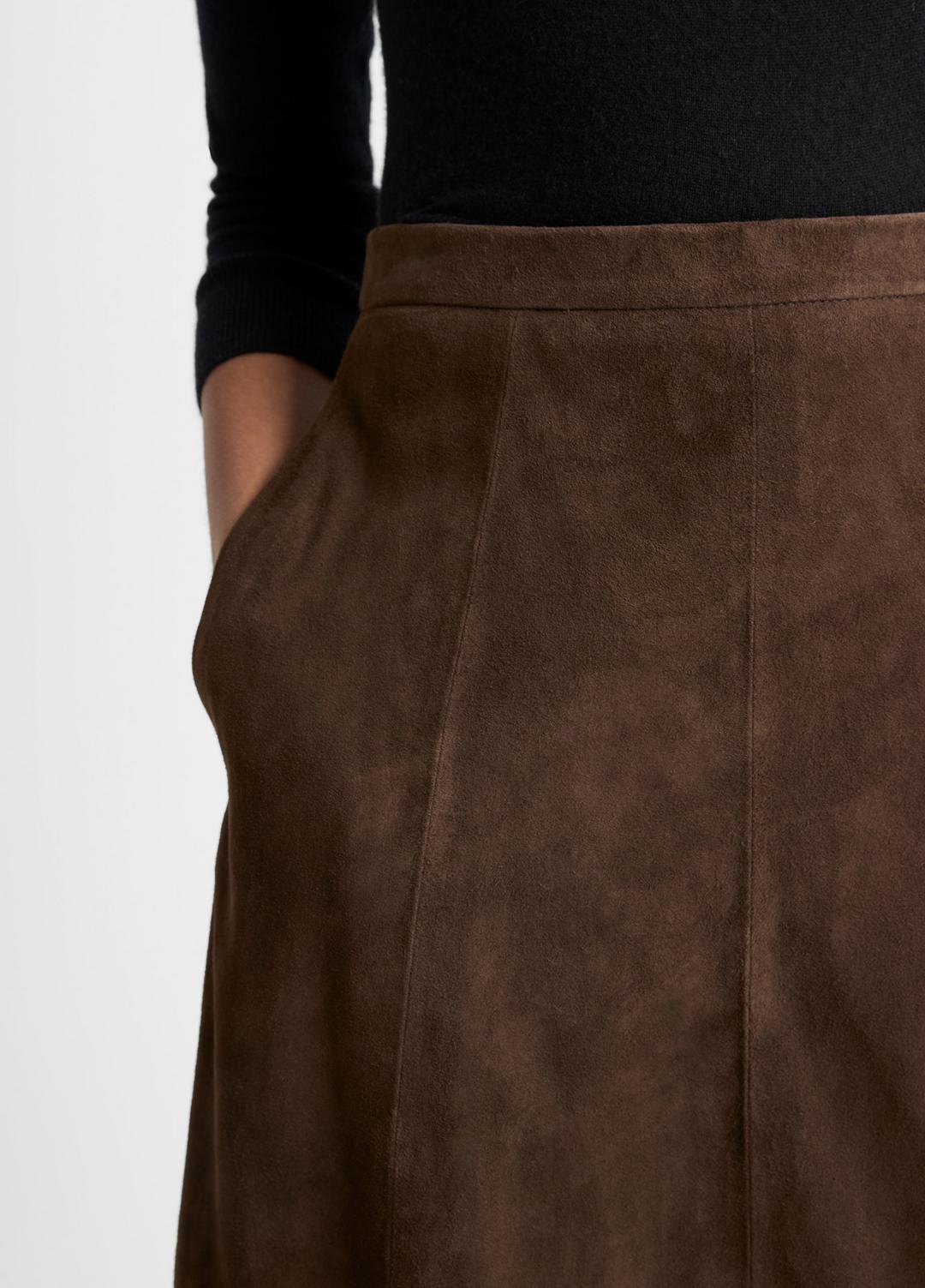 Suede Mid-Rise Flared Skirt in Skirts DEEP ESPRESSO | VINCE Women