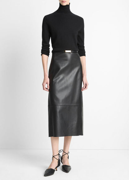 Leather Straight Skirt in Skirts BLACK | VINCE Women