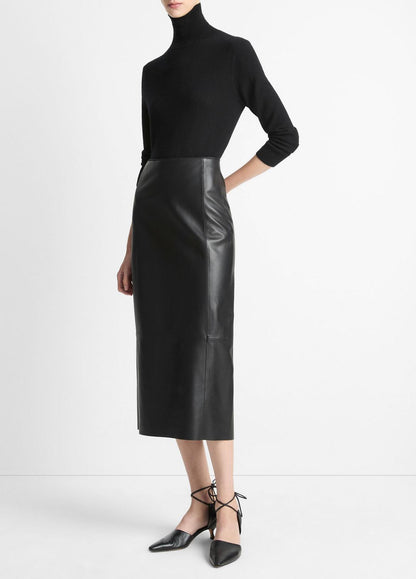 Leather Straight Skirt in Skirts BLACK | VINCE Women