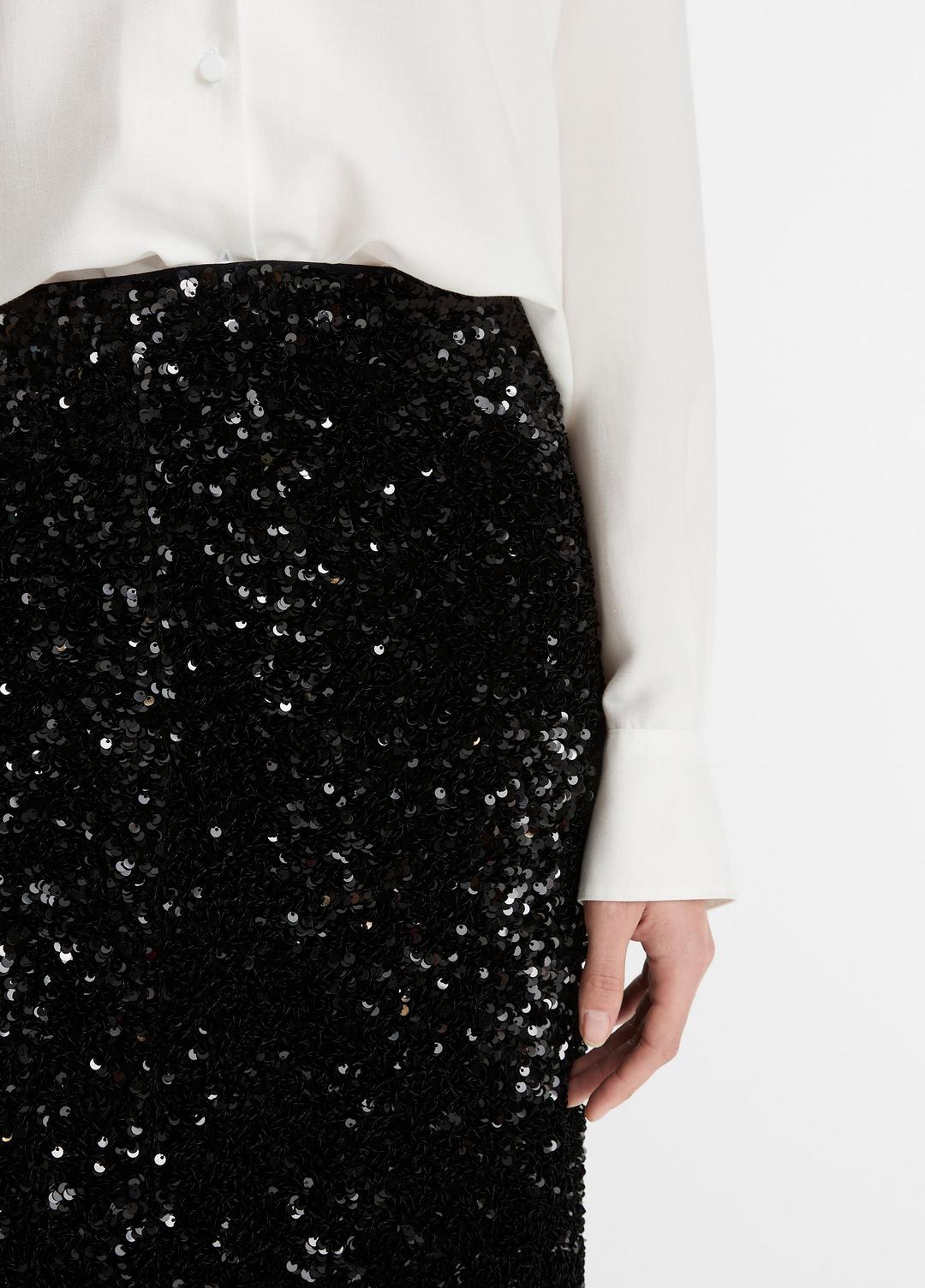 Sequined Velvet Column Skirt in Skirts BLACK | VINCE Women