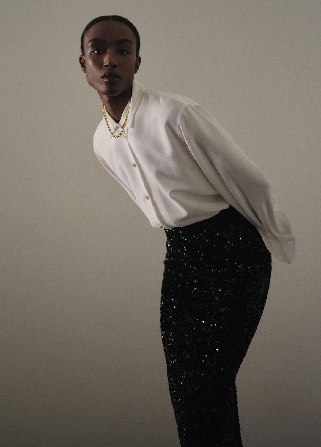 Sequined Velvet Column Skirt in Skirts BLACK | VINCE Women