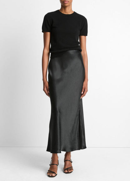 Satin Side-Slit Slip Skirt in Skirts BLACK | VINCE Women