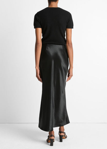 Satin Side-Slit Slip Skirt in Skirts BLACK | VINCE Women