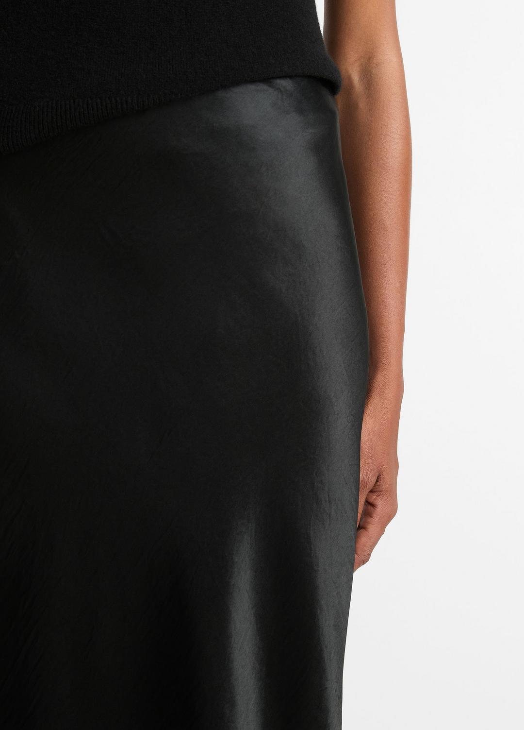 Satin Side-Slit Slip Skirt in Skirts BLACK | VINCE Women