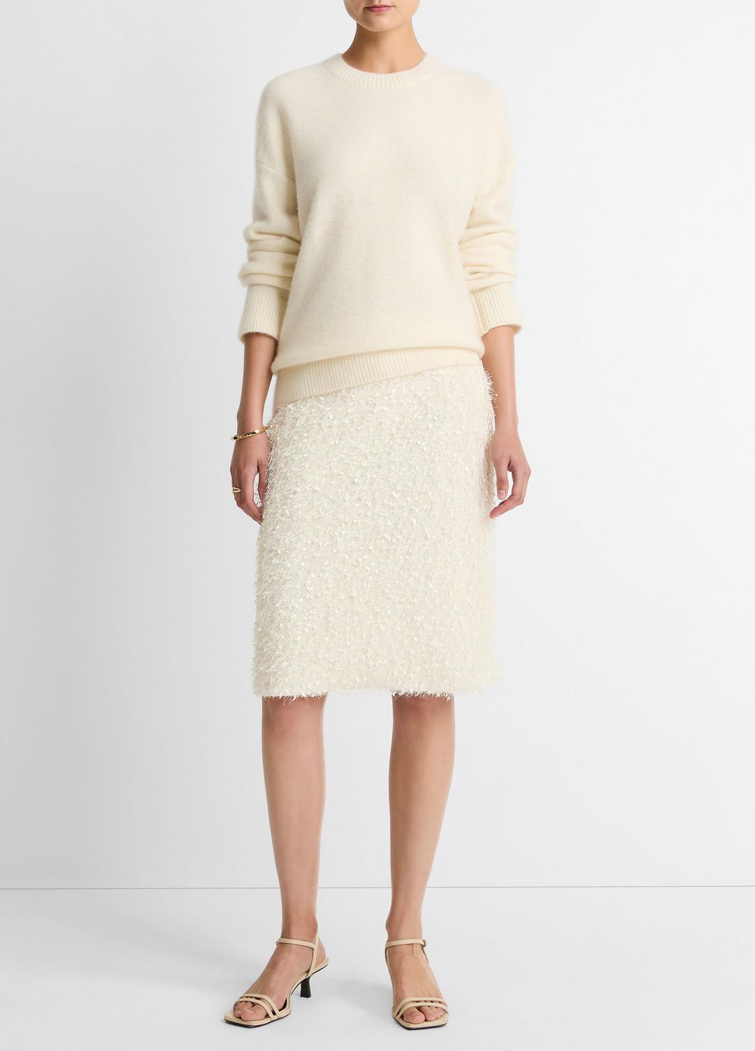 Feathery-Fringe Knee Skirt in Skirts LIGHT CREAM | VINCE Women