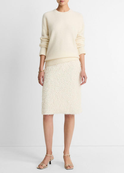 Feathery-Fringe Knee Skirt in Skirts LIGHT CREAM | VINCE Women