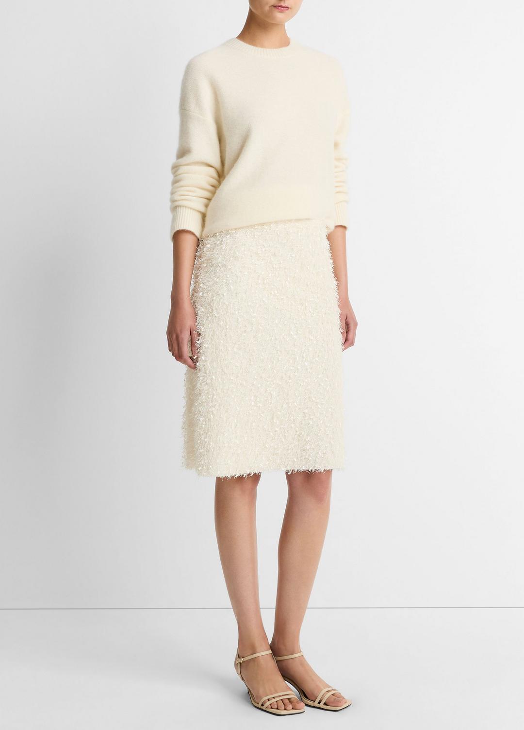 Feathery-Fringe Knee Skirt in Skirts LIGHT CREAM | VINCE Women
