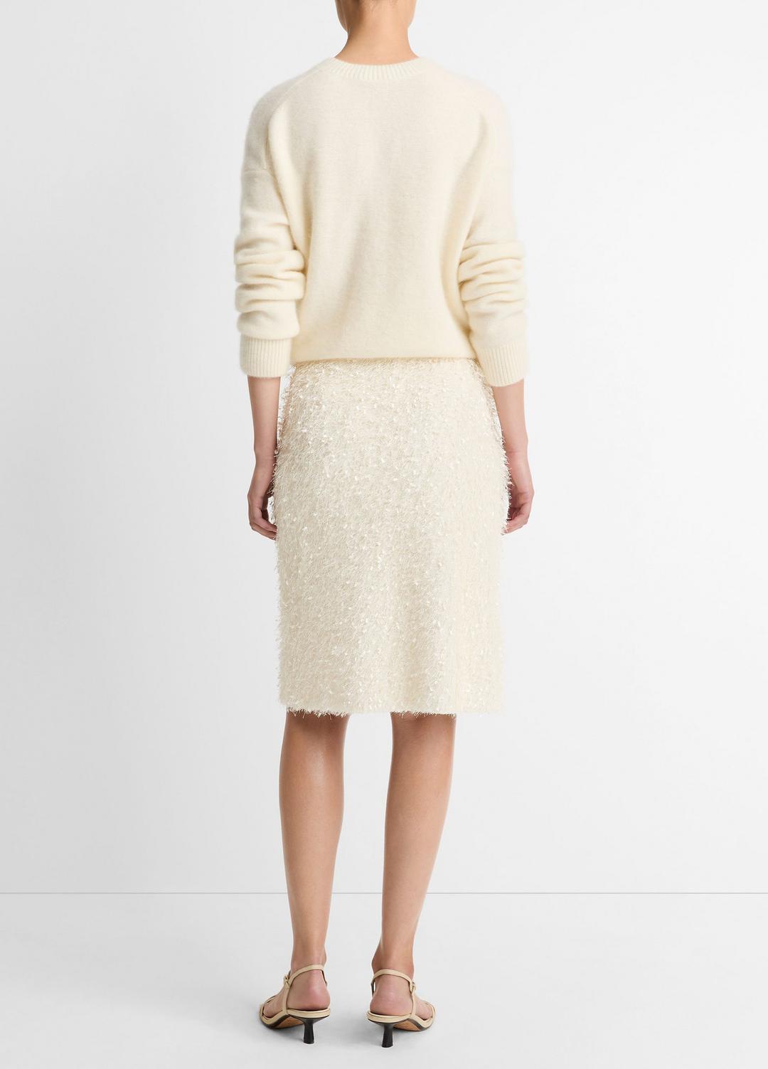 Feathery-Fringe Knee Skirt in Skirts LIGHT CREAM | VINCE Women