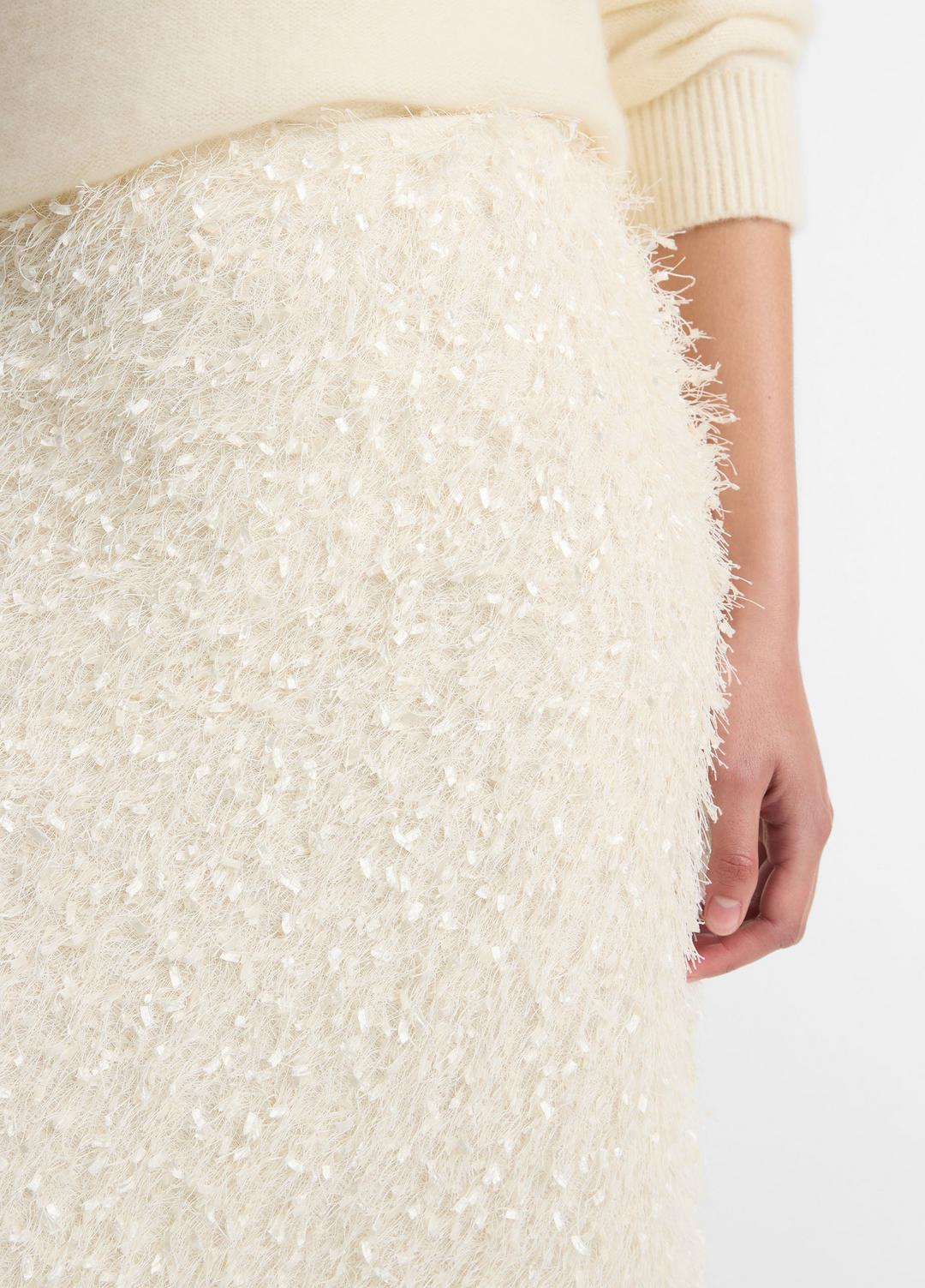Feathery-Fringe Knee Skirt in Skirts LIGHT CREAM | VINCE Women