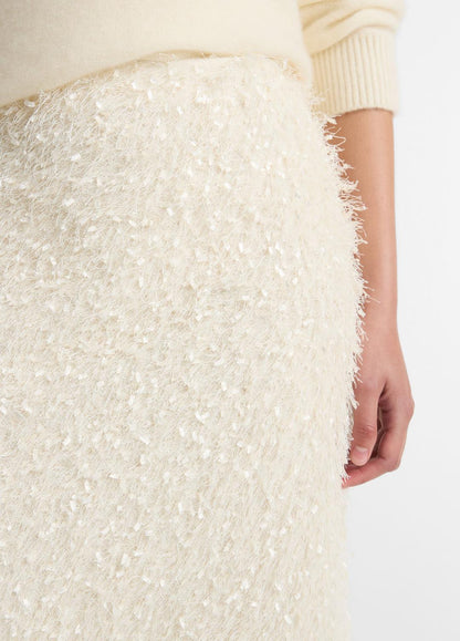 Feathery-Fringe Knee Skirt in Skirts LIGHT CREAM | VINCE Women