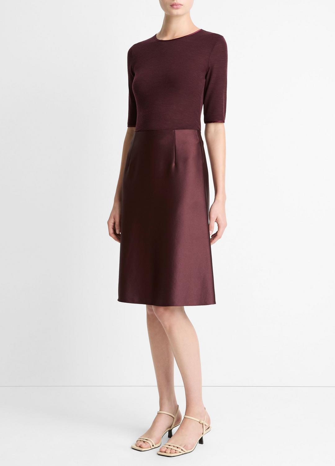 Satin A-Line Knee Skirt in Skirts OXBLOOD | VINCE Women