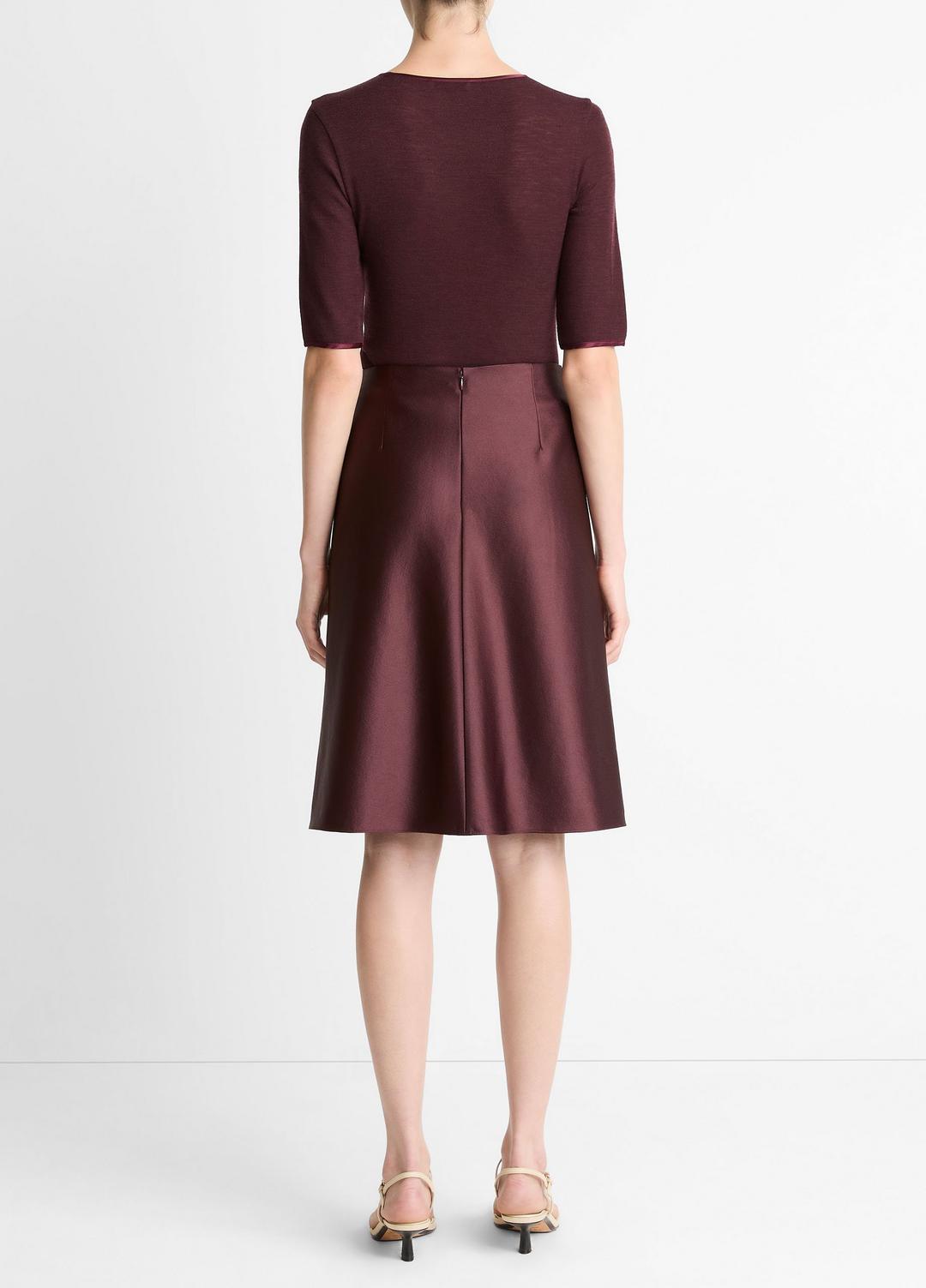 Satin A-Line Knee Skirt in Skirts OXBLOOD | VINCE Women