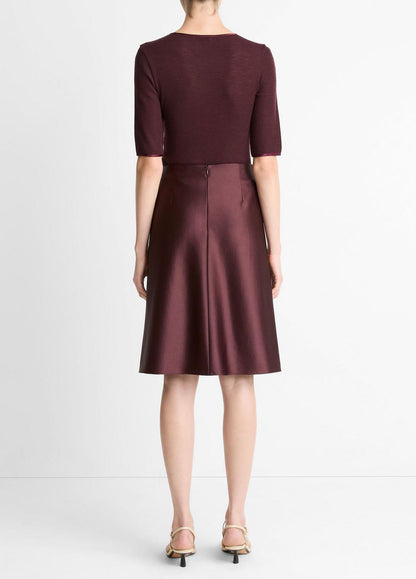 Satin A-Line Knee Skirt in Skirts OXBLOOD | VINCE Women